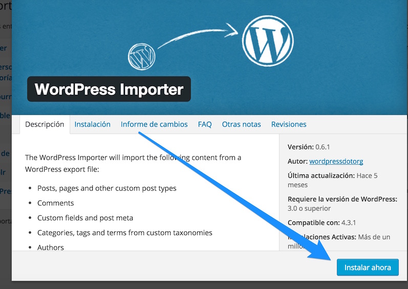 Cómo importar contenido de WordPress a WordPress