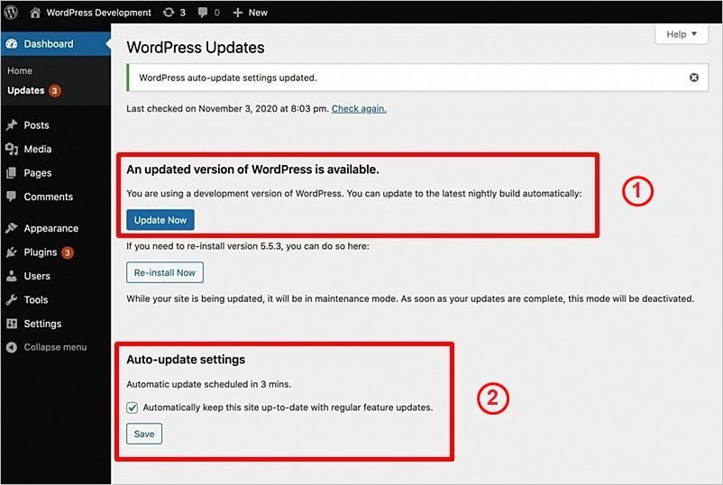 Cómo actualizar WordPress desde wp-admin