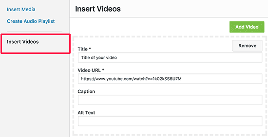 Insertar un portafolio de vídeos en WordPress