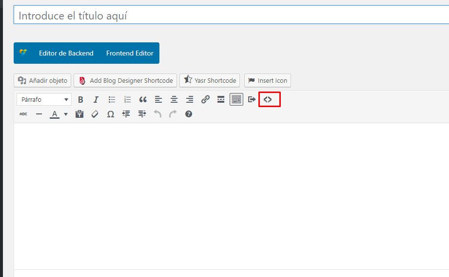 Cómo insertar código visual en Entrada o Página de WordPress Cómo insertar código visual en Entrada o Página de WordPress