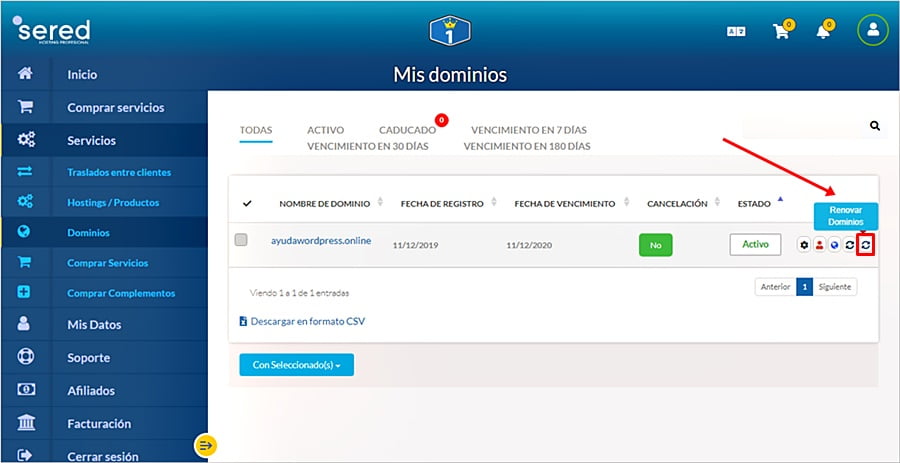 Cómo anticipar la renovación de mis dominios Cómo anticipar la renovación de mis dominios