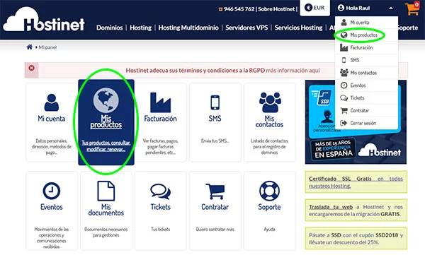 Cómo modificar las DNS en Hostinet