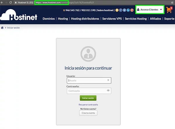Cómo modificar las DNS en Hostinet