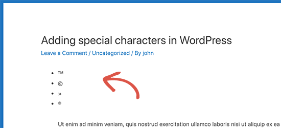 Cómo colocar caracteres especiales en posts de WordPress