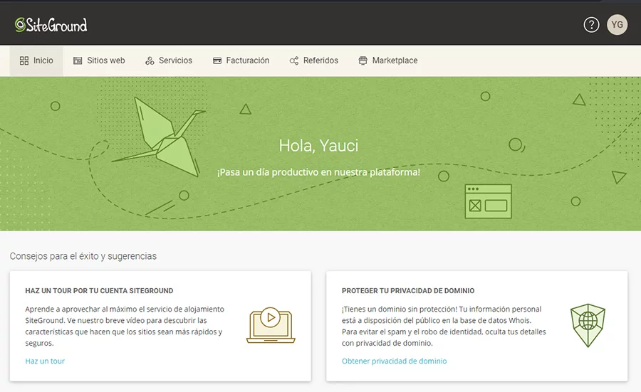 Acceder al panel de SiteGround