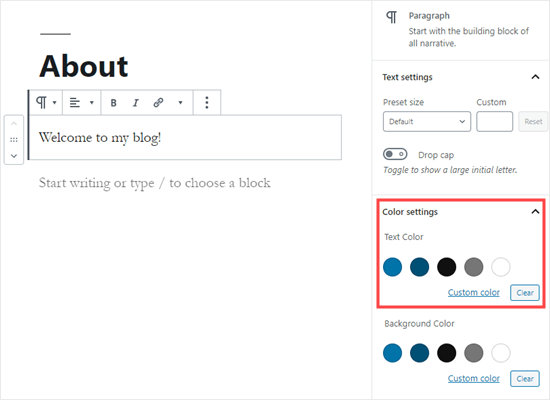 Métodos para cambiar el color del texto en WordPress