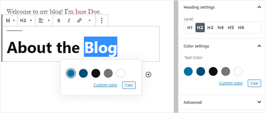 Métodos para cambiar el color del texto en WordPress