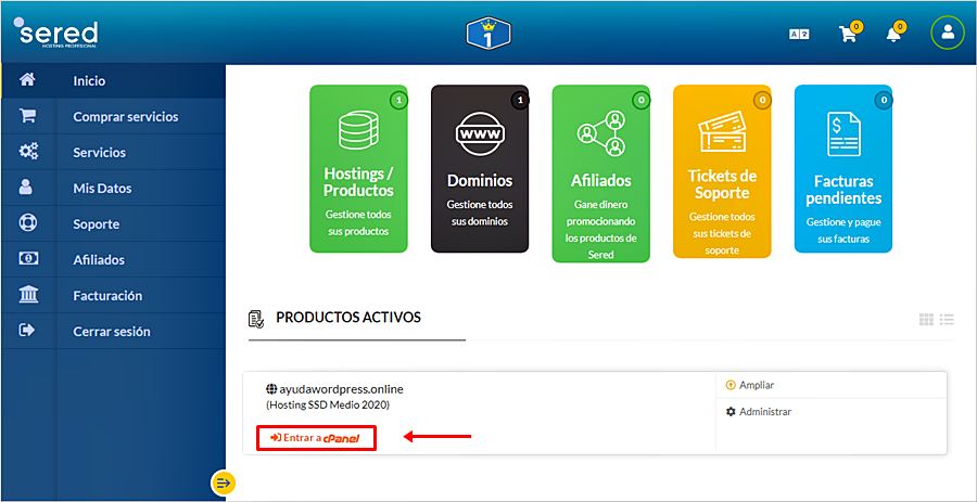 Cómo configurar el redireccionamiento de un dominio de Sered