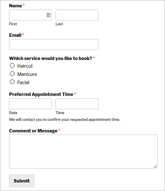 Diferentes tipos de formularios de WordPress